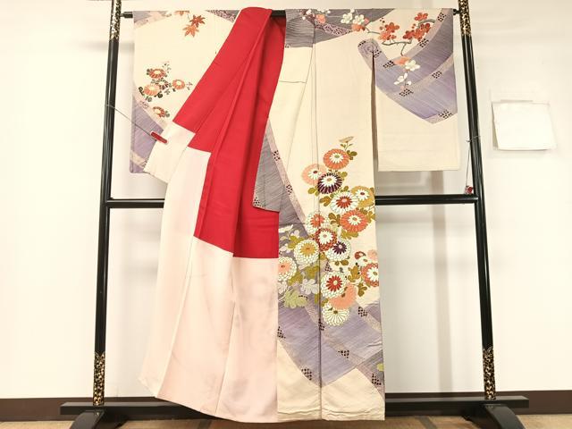 平和屋着物○アンティーク 大正ロマン 訪問着 菊花文 金彩 正絹 逸品