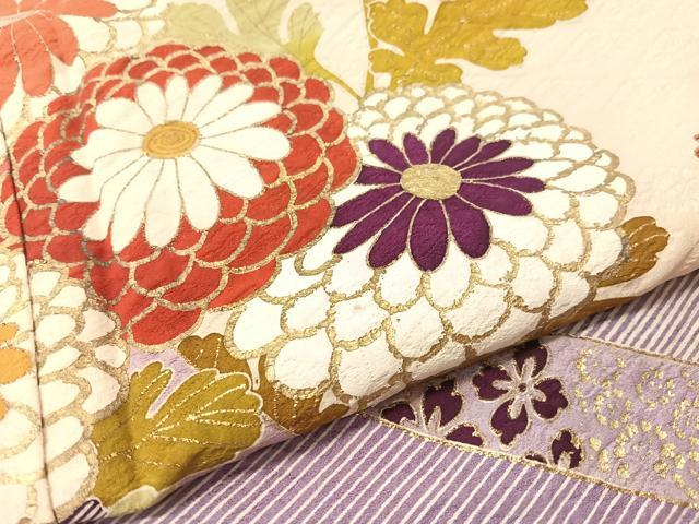 平和屋着物●アンティーク　大正ロマン　訪問着　菊花文　金彩　正絹　逸品　CABB5157vp