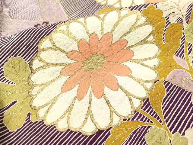平和屋着物○アンティーク 大正ロマン 訪問着 菊花文 金彩 正絹 逸品