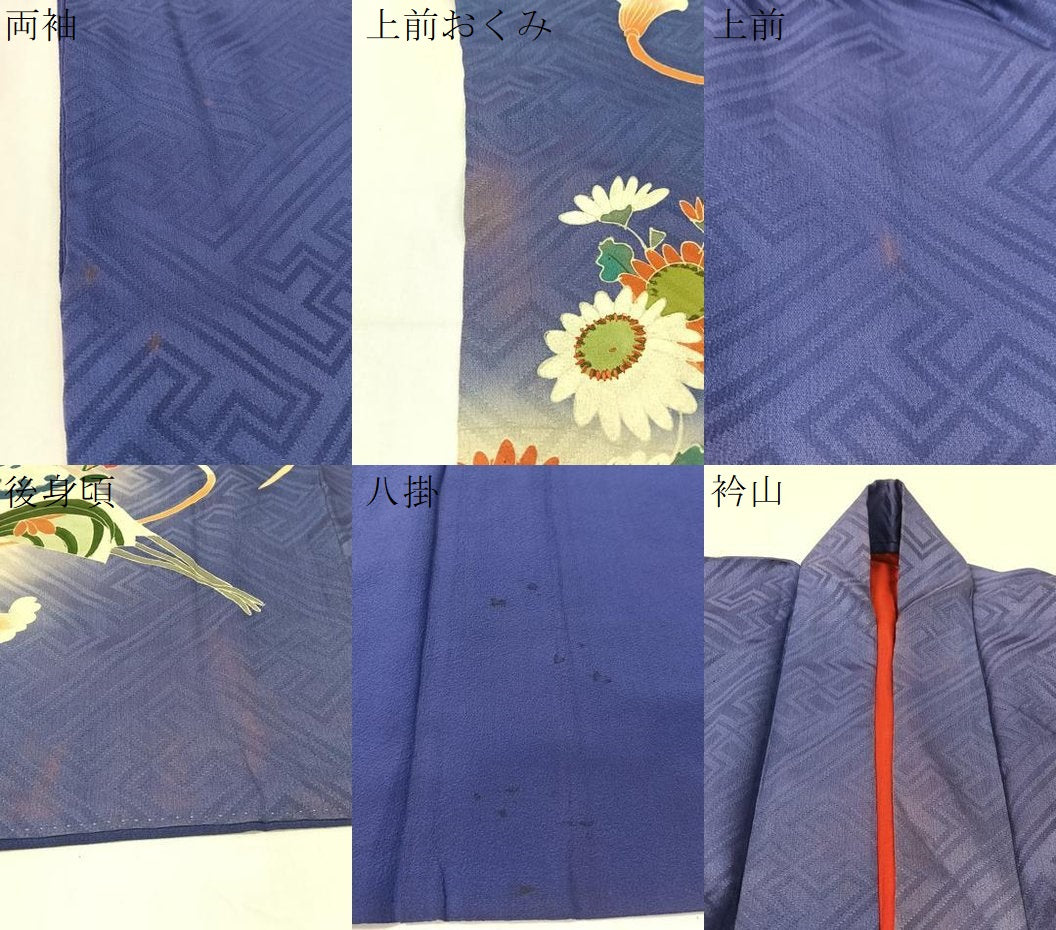 平和屋着物●アンティーク　大正ロマン　訪問着　刺繍　花車文　暈し染め　金彩　正絹　逸品　CABB5158vp