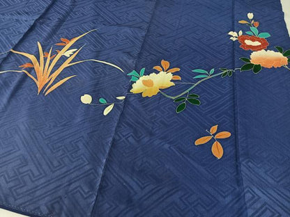 平和屋着物●アンティーク　大正ロマン　訪問着　刺繍　花車文　暈し染め　金彩　正絹　逸品　CABB5158vp