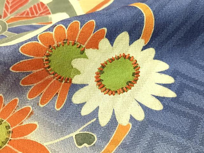 平和屋着物●アンティーク　大正ロマン　訪問着　刺繍　花車文　暈し染め　金彩　正絹　逸品　CABB5158vp