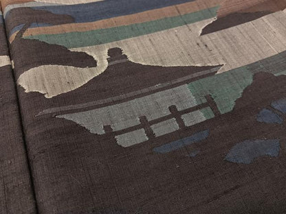 平和屋着物●訪問着　縦節紬　風景シルエット　正絹　逸品　CABB5160vp