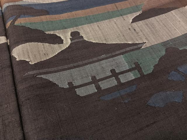 平和屋着物●訪問着　縦節紬　風景シルエット　正絹　逸品　CABB5160vp