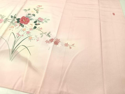 平和屋着物●訪問着　友禅　作家物　枝花文　暈し染め　正絹　逸品　CABB5161vp