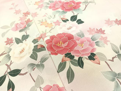 平和屋着物●訪問着　友禅　作家物　枝花文　暈し染め　正絹　逸品　CABB5161vp