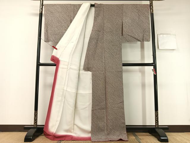 平和屋着物●大変加工の良い総絞り小紋　黒地　正絹　逸品　CABB5165vp