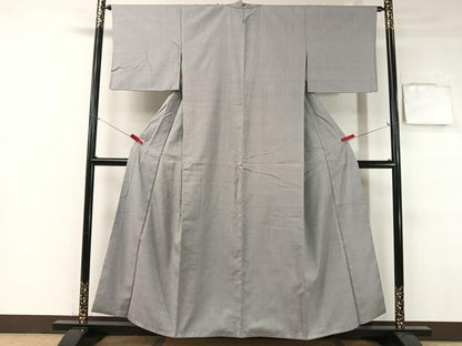 平和屋着物●本場結城紬　重要無形文化財　色無地　桔梗鼠色　西部百貨店扱い　正絹　逸品　CABB5167vp