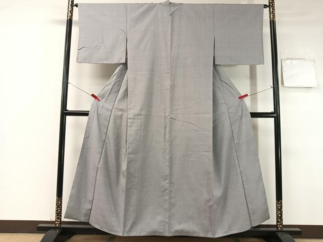 平和屋着物●本場結城紬　重要無形文化財　色無地　桔梗鼠色　西部百貨店扱い　正絹　逸品　CABB5167vp