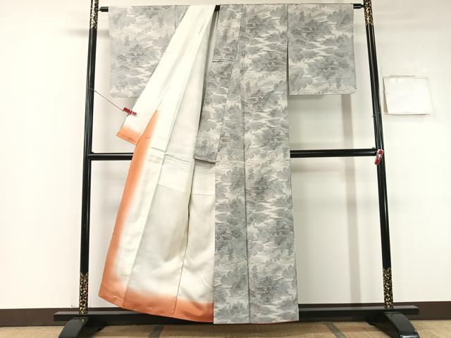 平和屋着物●都喜ヱ門　本場大島紬　白大島　藤絹織物謹製　7マルキ　総絣　風景文　正絹　逸品　CABB5168vp