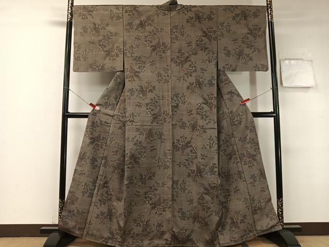平和屋着物●上質な紬　更紗花鳥文　正絹　逸品　未使用　CABB5169vp 平和屋着物○上質な紬 更紗花鳥文 正絹 逸品 未使用 CABB5169vp