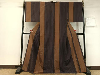 平和屋着物●上質な紬　間道　正絹　逸品　CABB5170vp