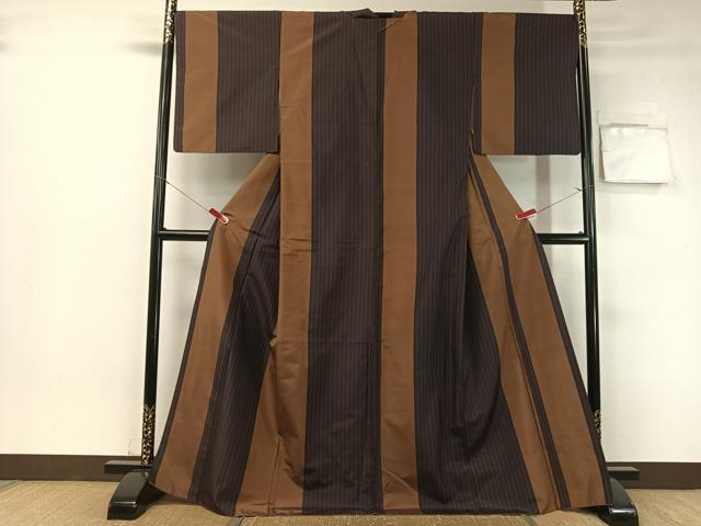 平和屋着物●上質な紬　間道　正絹　逸品　CABB5170vp