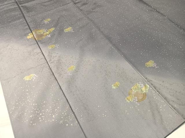 平和屋着物●本場染大島紬　訪問着　刺繍　葡萄蔦の葉丸文　金銀彩　正絹　逸品　CABB5171vp