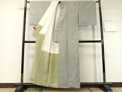 平和屋着物●本場大島紬　白大島　7マルキ　幾何学文様　正絹　逸品　CABB5178vp