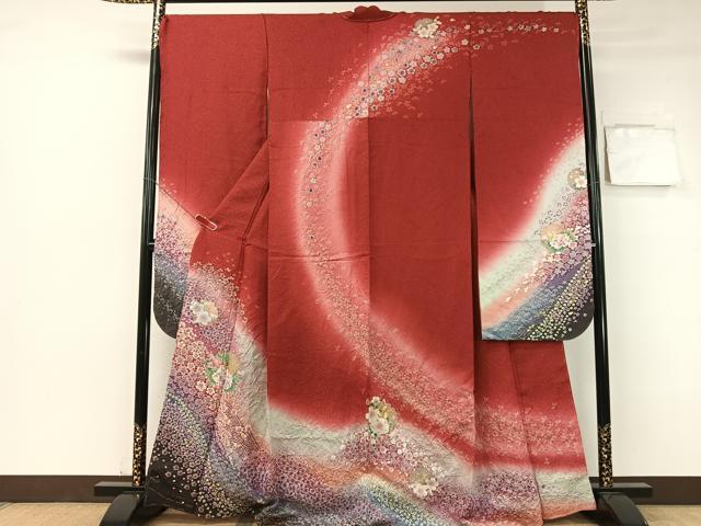 平和屋着物●豪華振袖　絞り　雪輪花文　暈し染め　金通し地　正絹　逸品　未使用　CABB5180vp