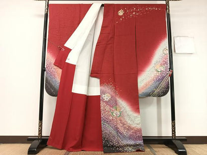 平和屋着物●豪華振袖　絞り　雪輪花文　暈し染め　金通し地　正絹　逸品　未使用　CABB5180vp