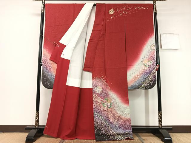 平和屋着物●豪華振袖　絞り　雪輪花文　暈し染め　金通し地　正絹　逸品　未使用　CABB5180vp