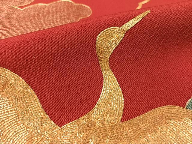 平和屋着物○ファッションデザイナー 花井幸子 振袖 駒刺繍 雲取り飛鶴文