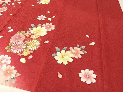 平和屋着物●豪華振袖　駒刺繍　草花文　暈し染め　銀通し地　正絹　逸品　CABB5182vp