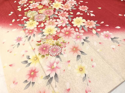 平和屋着物●豪華振袖　駒刺繍　草花文　暈し染め　銀通し地　正絹　逸品　CABB5182vp
