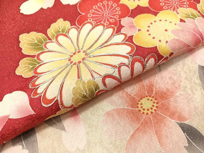 平和屋着物●豪華振袖　駒刺繍　草花文　暈し染め　銀通し地　正絹　逸品　CABB5182vp