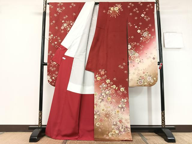 平和屋着物●豪華振袖　駒刺繍　花火　暈し染め　銀通し地　正絹　逸品　CABB5184vp 平和屋着物○豪華振袖 駒刺繍 花火 暈し染め 銀通し地 正絹
