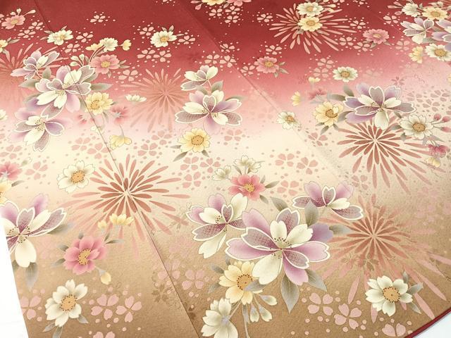 平和屋着物●豪華振袖　駒刺繍　花火　暈し染め　銀通し地　正絹　逸品　CABB5184vp