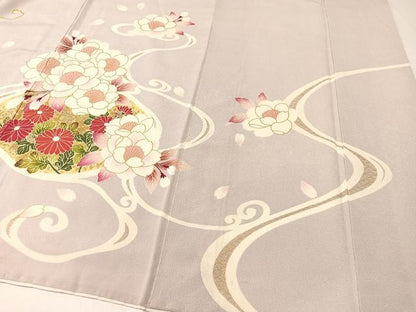 平和屋着物●豪華振袖　刺繍　流水藤花文　金彩　鬼しぼ縮緬　鈴乃屋扱い　正絹　逸品　CABB5185vp