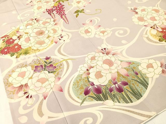 平和屋着物●豪華振袖　刺繍　流水藤花文　金彩　鬼しぼ縮緬　鈴乃屋扱い　正絹　逸品　CABB5185vp