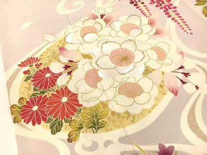 平和屋着物●豪華振袖　刺繍　流水藤花文　金彩　鬼しぼ縮緬　鈴乃屋扱い　正絹　逸品　CABB5185vp