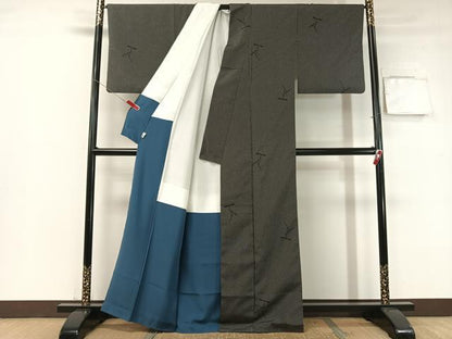 平和屋着物●本塩沢　竹トンボ　正絹　逸品　CABB5186vp