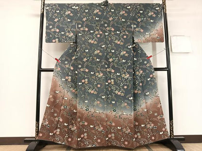 平和屋着物●訪問着　型染め　花蝶文　暈し染め　正絹　逸品　CABB5187vp