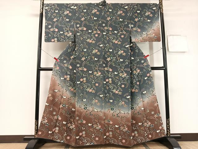 平和屋着物●訪問着　型染め　花蝶文　暈し染め　正絹　逸品　CABB5187vp