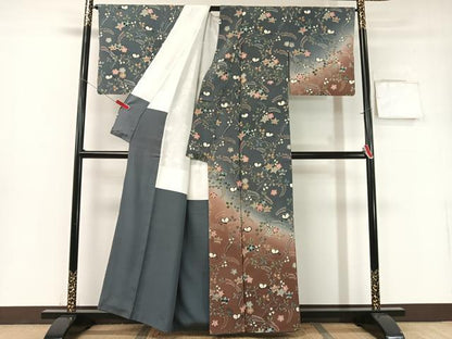 平和屋着物●訪問着　型染め　花蝶文　暈し染め　正絹　逸品　CABB5187vp