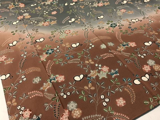 平和屋着物○訪問着 型染め 花蝶文 暈し染め 正絹 逸品