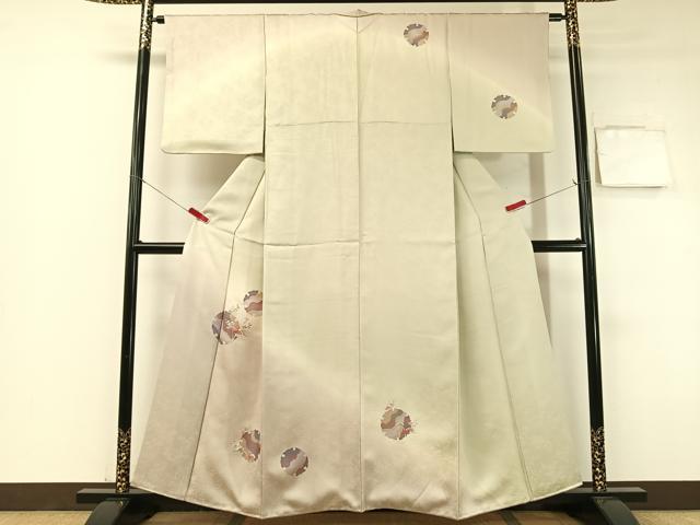 平和屋着物●訪問着　刺繍　雪輪花松文　暈し染め　金彩　正絹　逸品　CABB5189vp 平和屋着物○訪問着 刺繍 雪輪花松文 暈し染め 金彩 正絹 逸品
