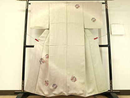 平和屋着物●訪問着　刺繍　雪輪花松文　暈し染め　金彩　正絹　逸品　CABB5189vp
