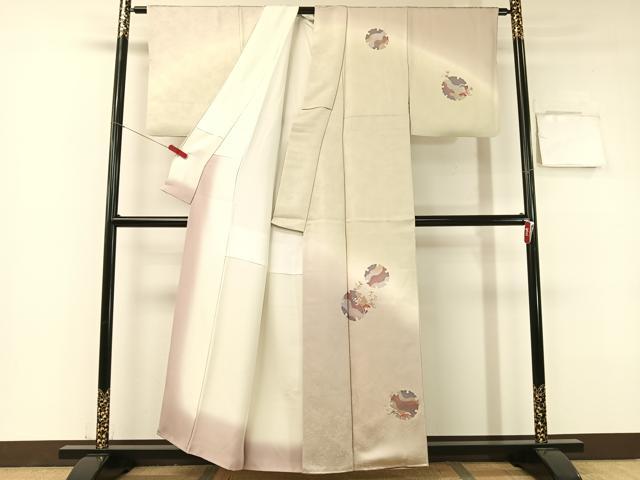平和屋着物●訪問着　刺繍　雪輪花松文　暈し染め　金彩　正絹　逸品　CABB5189vp 平和屋着物○訪問着 刺繍 雪輪花松文 暈し染め 金彩 正絹 逸品