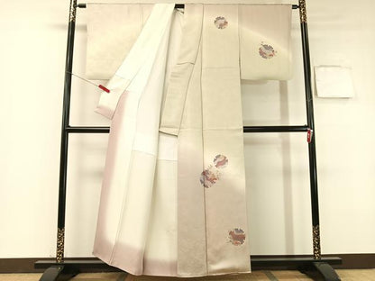 平和屋着物●訪問着　刺繍　雪輪花松文　暈し染め　金彩　正絹　逸品　CABB5189vp