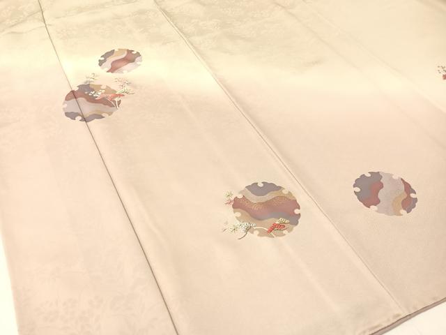 平和屋着物○訪問着 刺繍 雪輪花松文 暈し染め 金彩 正絹 逸品