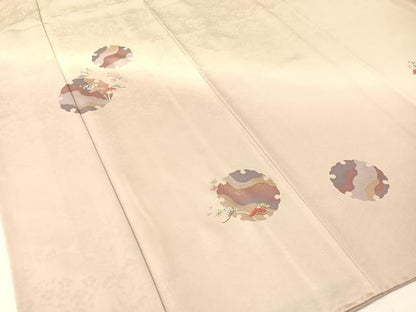 平和屋着物●訪問着　刺繍　雪輪花松文　暈し染め　金彩　正絹　逸品　CABB5189vp