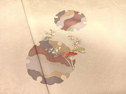 平和屋着物●訪問着　刺繍　雪輪花松文　暈し染め　金彩　正絹　逸品　CABB5189vp