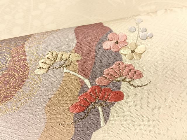 平和屋着物●訪問着　刺繍　雪輪花松文　暈し染め　金彩　正絹　逸品　CABB5189vp 平和屋着物○訪問着 刺繍 雪輪花松文 暈し染め 金彩 正絹 逸品