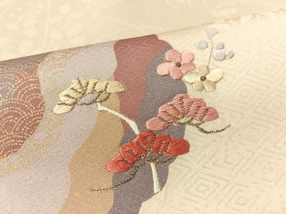 平和屋着物●訪問着　刺繍　雪輪花松文　暈し染め　金彩　正絹　逸品　CABB5189vp