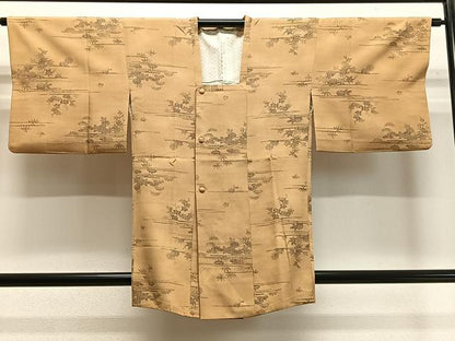 平和屋着物■道行コート　流水花文　西武百貨店扱い　正絹　逸品　CABB5228ua