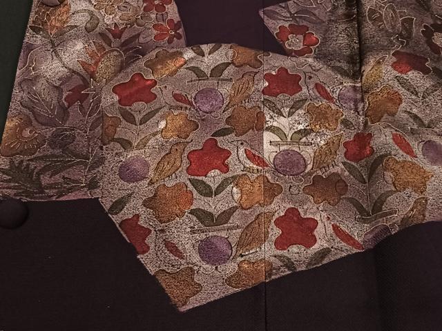 平和屋着物＃道行コート　花鳥文　正絹　逸品　CABB5454ua