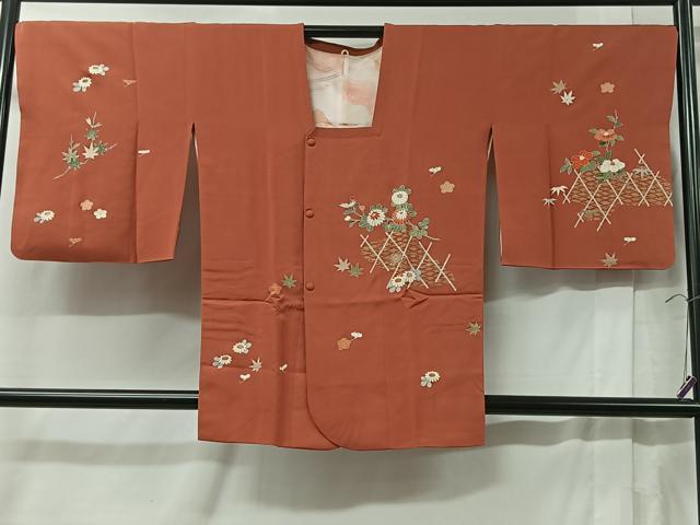 平和屋着物＃道行コート　竹垣花文　金彩　正絹　逸品　CABB5464ua