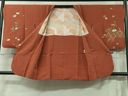 平和屋着物＃道行コート　竹垣花文　金彩　正絹　逸品　CABB5464ua