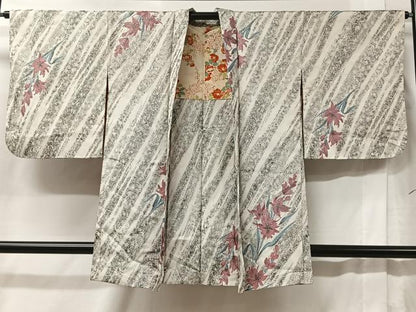 平和屋着物＃草花文　金糸　正絹　逸品　CABB5471ua